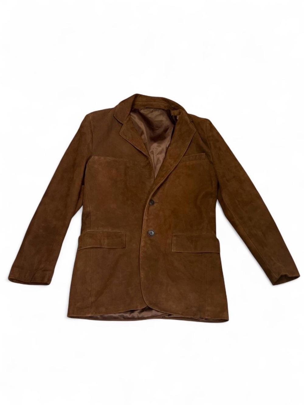 Women’s Suede Pea Coat - Classic Leather Outerwear Tailored Luxury Jacket Fall M